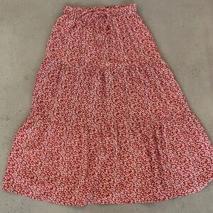 Floral Red Maxi Skirt Size Small